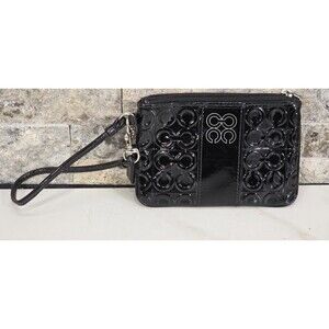 Vintage Coach Y2K Julia Wristlet Black Mini Shoulder Bag Embossed Patent Leather